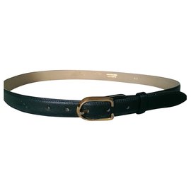 Longchamp Gürtel aus schwarzem Leder mit goldener Schnalle