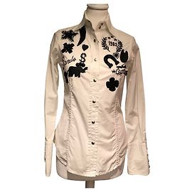 Blusa Coast Blanca de Algodón con Bordados Negros