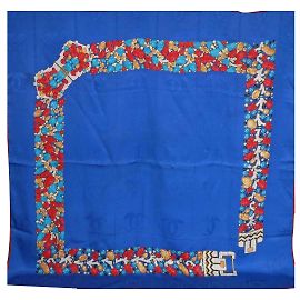 Pañuelo de seda azul Cartier 85x85