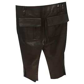 Louis Vuitton Pantalones Cortos de Cuero de Agnello Chocolate