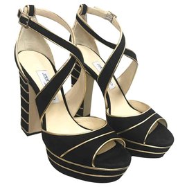 Sandali con plateau Jimmy Choo in camoscio nero