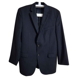 Ralph Lauren Gestreifter Wollblazer Navy Blau