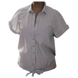 Comptoir Des Cotonniers Gestreifte Baumwollbluse Weiß Grau