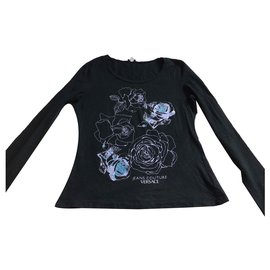Camiseta Versace negra de algodón de manga larga