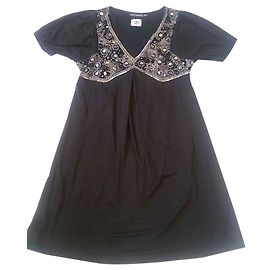 Vestido Antik Batik de algodón con perlas y lentejuelas negro