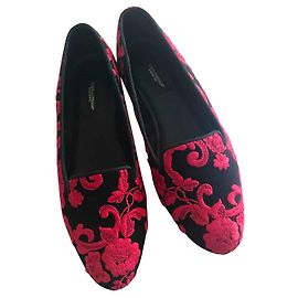 Mocassini neri Dolce & Gabbana con dettaglio floreale rosso 3D