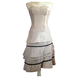 Vestido sin tirantes con volantes Reiss de seda y lino rosa y negro
