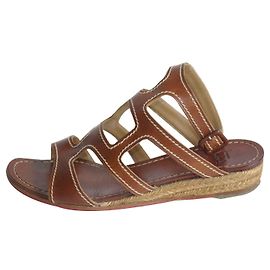 Sandalias de cuña Christian Louboutin Salamanca marrón piel