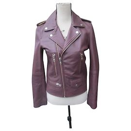 Autre Marque Giacca Perfecto 10 FEET in pelle color melanzana