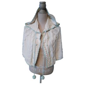 Paul & Joe Strickcape aus Baumwolle mit Kapuze Eggshell