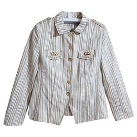Basler gestreifter Blazer Baumwolle Viskose