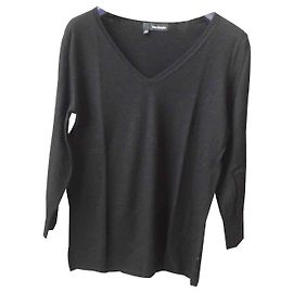 The Kooples Schwarzer Wollpullover mit V-Ausschnitt und Goldknöpfen