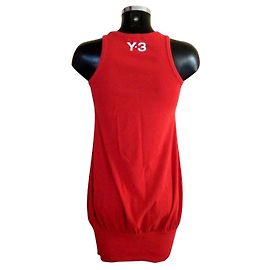 Yohji Yamamoto ärmelloses rotes Baumwollkleid mit Plissee