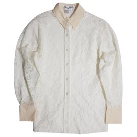 Diane Von Furstenberg White Lace Shirt Silk Details