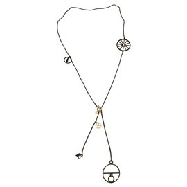 Collier Hermès Crazy Caleche Or Rose et Argent Noir