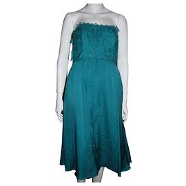 Autre Marque Monsoon Seidenkleid mit Blumenmuster Ballerina Stil Grün