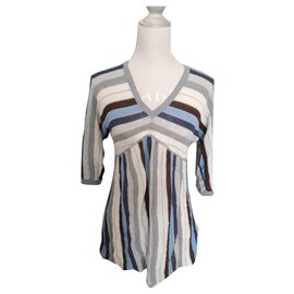 Gerard Darel Gestrickter Pullover Blau Gestreift mit Lurex