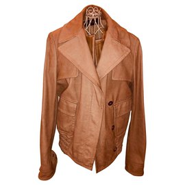 Chaqueta de cuero nobuk de Gucci en color beige beige con logo de forro y chaleco de oveja desmontable
