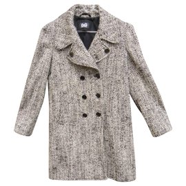 Abrigo Dolce & Gabbana de lana y mohair negro blanco