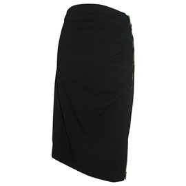Falda negra con 2 manera zip - Escada
