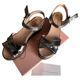 Autre Marque Espadrillas GAIMO in pelle metallizzata argento 39