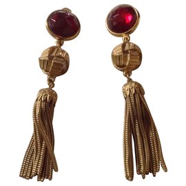 Autre Marque Orecchini YSL Cabochon Rosso Placcati Oro