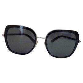 Occhiali da sole Prada neri e argento metallo