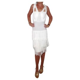 Herve Leger Charleston Kleid Eggshell aus Rayon