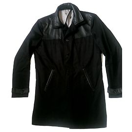 The Kooples Mantel aus Baumwolle und Lammleder Schwarz