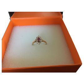 Autre Marque Rubin Marquise und Diamanten Ring aus 18k Gelbgold