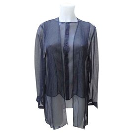 Giorgio Armani Seiden Top und Hemd Marineblau