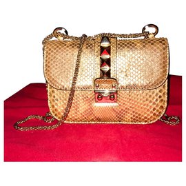 Rockstud Limited Edition Python Gold Cross Body - Valentino Garavani