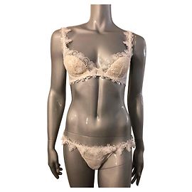 Autre Marque Conjunto Milesia de Encaje Blanco Sujetador 85C y Tanga
