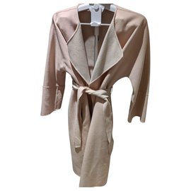 Autre Marque Abrigo Largo Reversible de Lana Rosa Beige