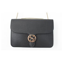 Borsa Gucci Interlocking in pelle di agnello nera