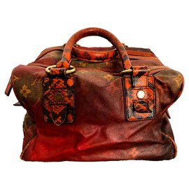 Louis Vuitton MANCRAZI Tasche aus Leder und Python Braun Orange