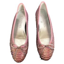 Bailarinas Chanel en Piel de Pitón Rosa Talla 36