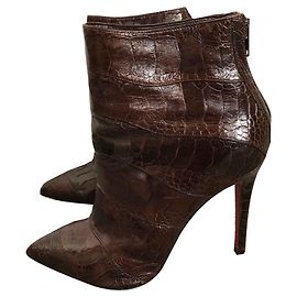 Botas Christian Louboutin LARMADAME 120 Marrón Piel de Avestruz
