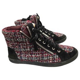 Sneakers Chanel in Tweed Rosso Scuro