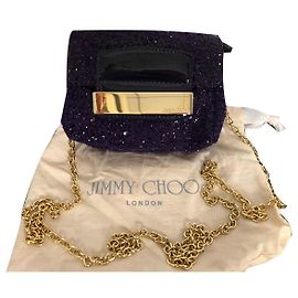 Pochette Jimmy Choo in Pelle e Strass Viola