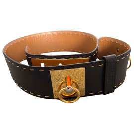 Céline Hundehalsband Gürtel Braun Leder