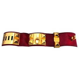 Hermès Collier de Chien bracelet red lizard skin