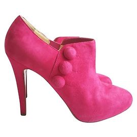 Christian Louboutin Pink Fushcia C'est Moi Suede plataforma de cuero Botines
