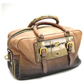 Borsa Bowler Prada Smoke Ombre Glace in pelle beige