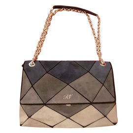 Borsa Roger Vivier Prisma in camoscio blu e grigio