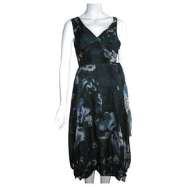 Max Mara Petrolgrünes Seidenkleid