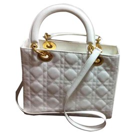 Borsa a mano Lady Dior Dior in vernice bianca