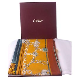 Pañuelo de seda Must de Cartier Naranja y Amarillo