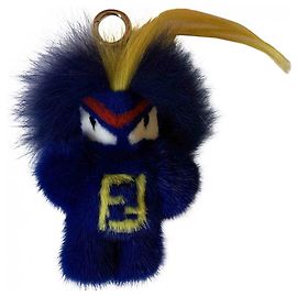 Portachina Fendi Fendirumi Bug-Kun in pelliccia blu e giallo