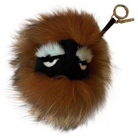 Fendi Bug Taschenanhänger Nerz Braun